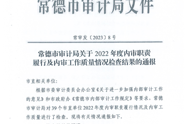 財(cái)鑫集團(tuán)獲評(píng)2022年度市直內(nèi)部審計(jì)工作優(yōu)秀單位